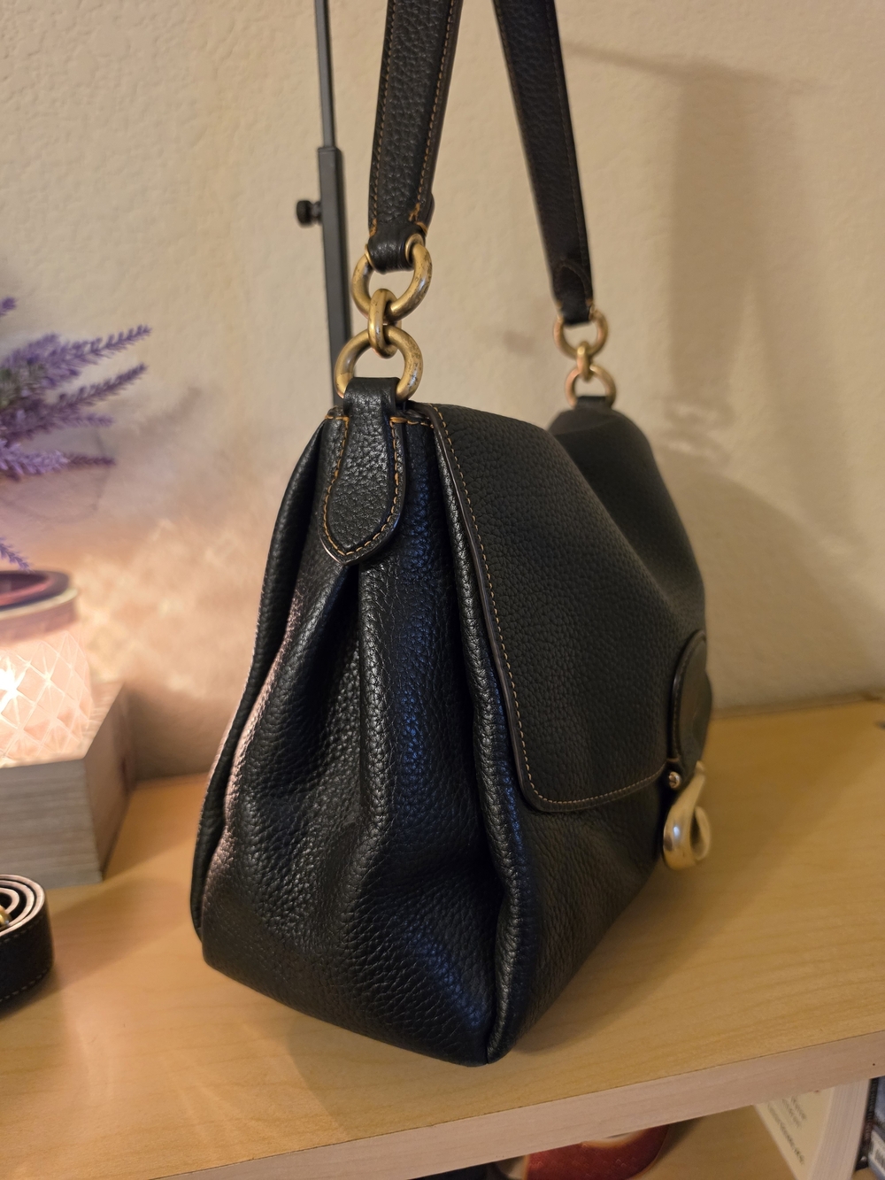 Coach May Black Pebbled Leather Shoulder Bag with Gold Hardware - Picture 4 of 12